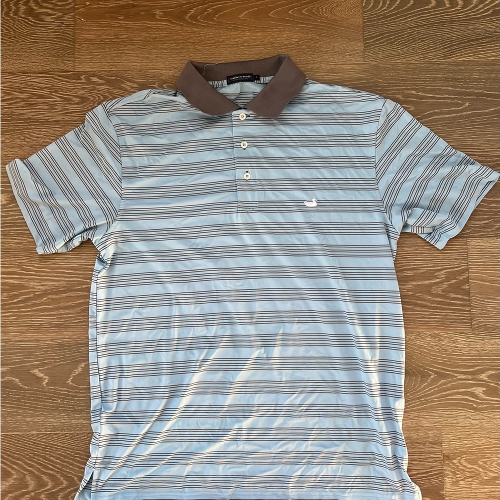 Men's Striped Polo Shirt - Blue and Brown